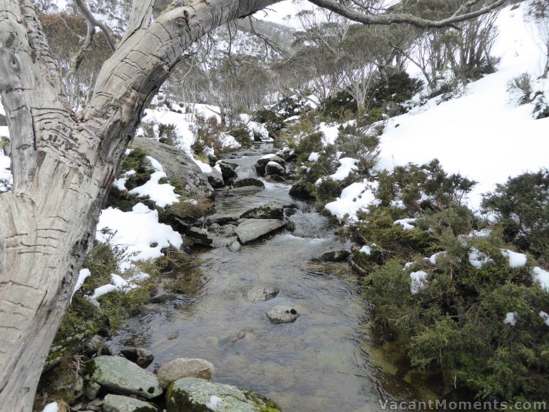 There's not a lot of snow at the bridge