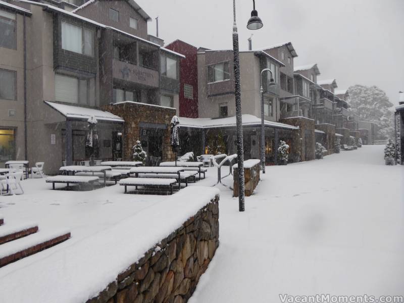 Looking up the Village Square a little after 6am