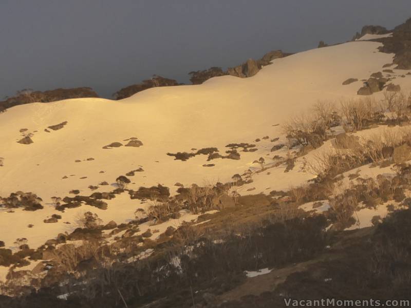 Closer view of The Bluff this morning