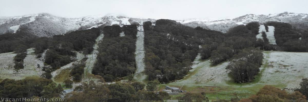 This panorama was taken a little later as the snow began to thaw