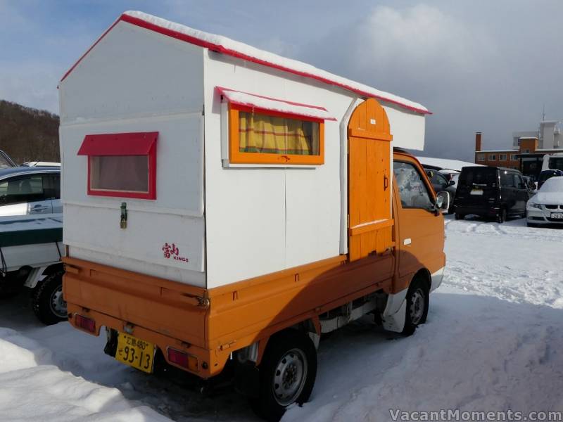 Hand built camper in Hirafu car park (Rosco)