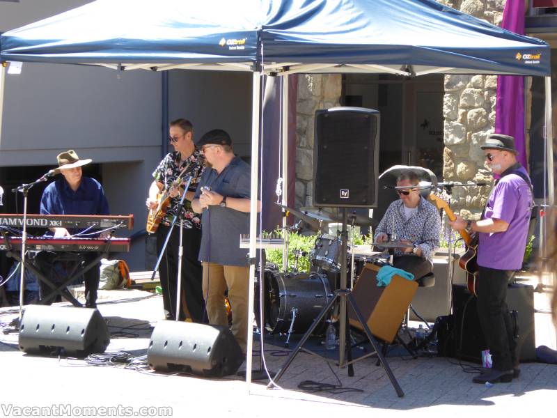 The Groove Kings in the Village Square on Sunday morning