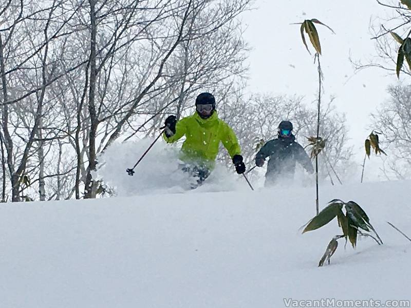 Christof and Lucky Phil enjoying the untracked