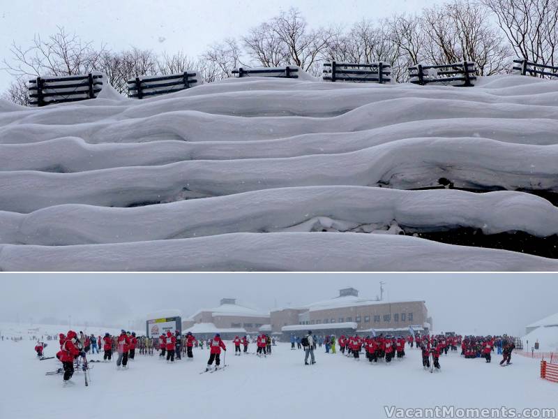 Snow fences protecting ski school