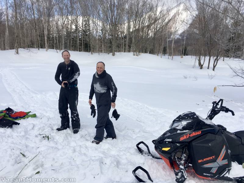 The boys wring out of the wet gear